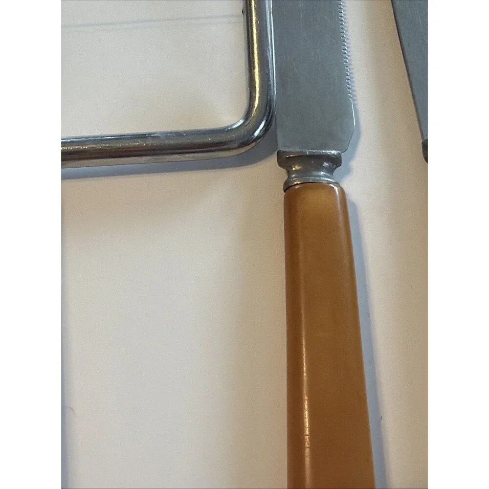 Vintage Bakelite Caramel Butterscotch Knives Knife and Cheese Slicer